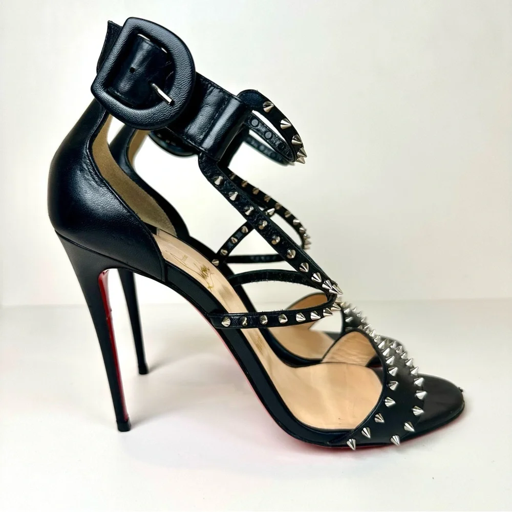 ✨ Christian Louboutin “So Me” Studded Strappy Sandals | Size 39 Black | Red Sole - Picture 4 of 12